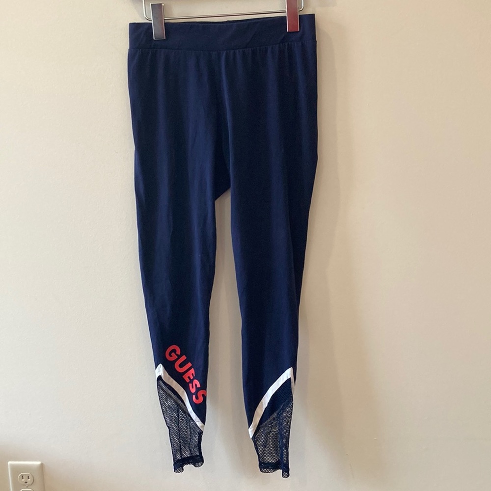Guess navy leggings with mesh and logo size small